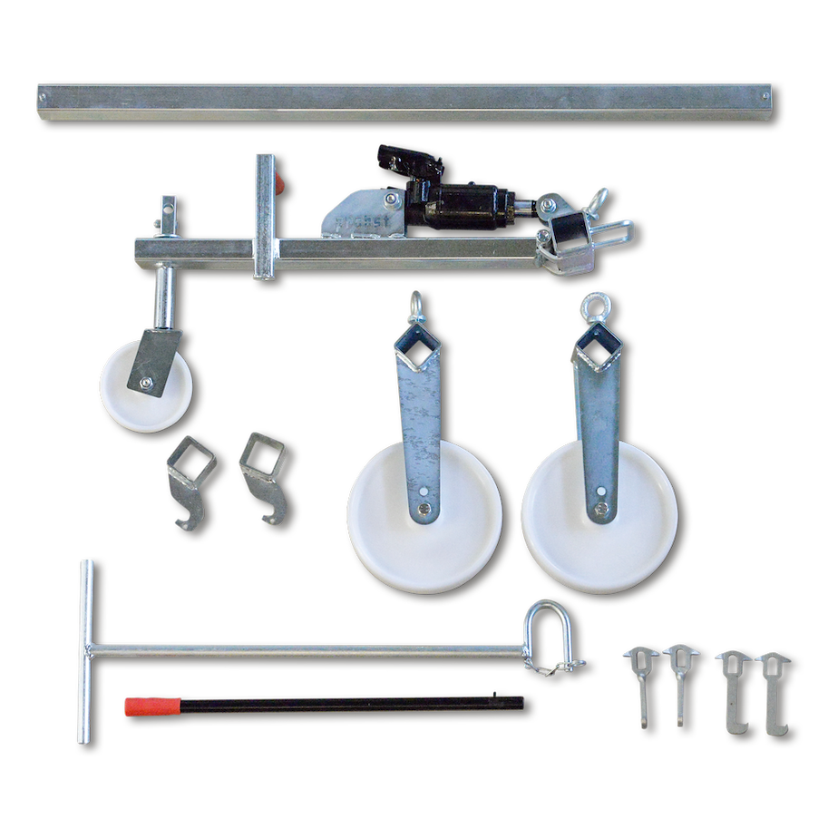 Hydraulischer Kanaldeckelheber mit Fahrwerk