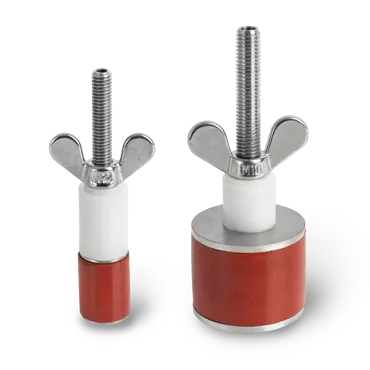 Prüf-Rohrstopfen aus Edelstahl (V2A) mit Durchgang