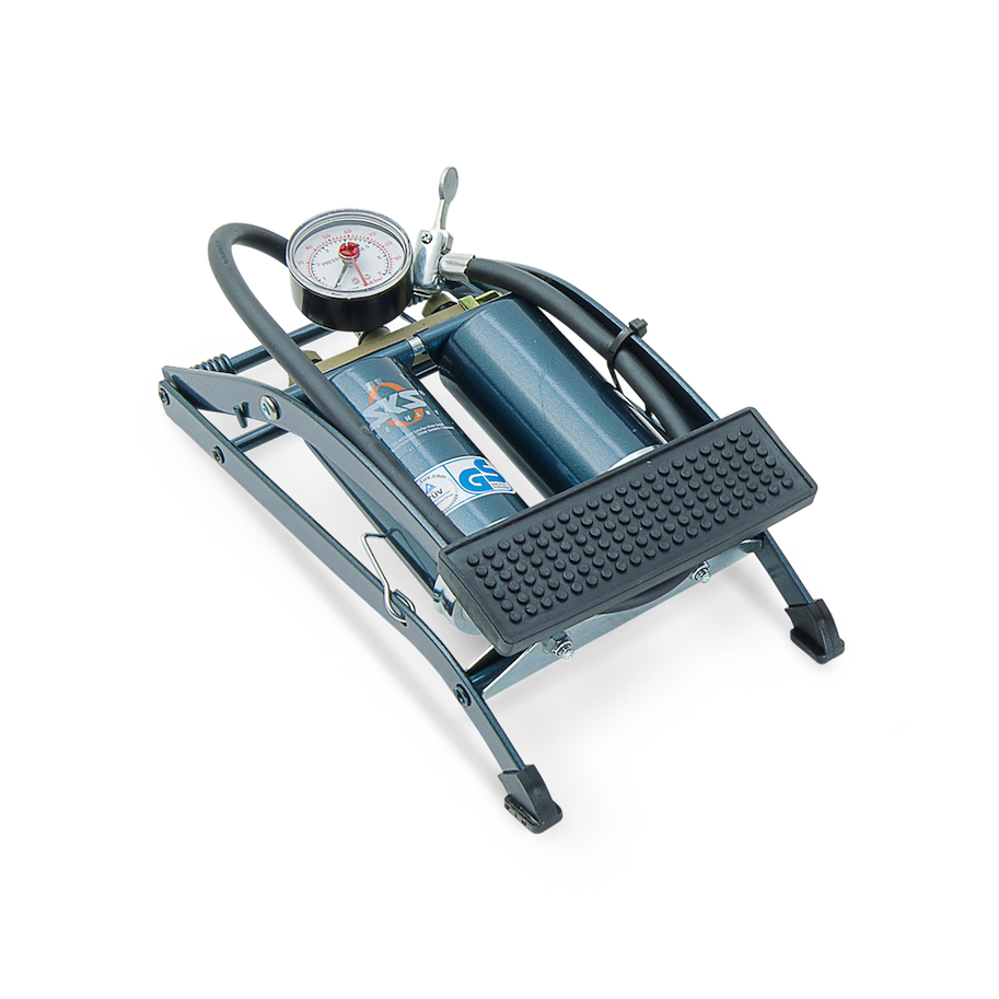 Fussluftpumpe mit Doppelzylinder mit Manometer