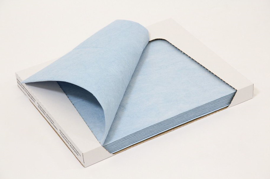 Öl-Bindevlies doppellagig, Oberseite fusselfrei, 8x10 Tücher blau  40 cm x 50 cm