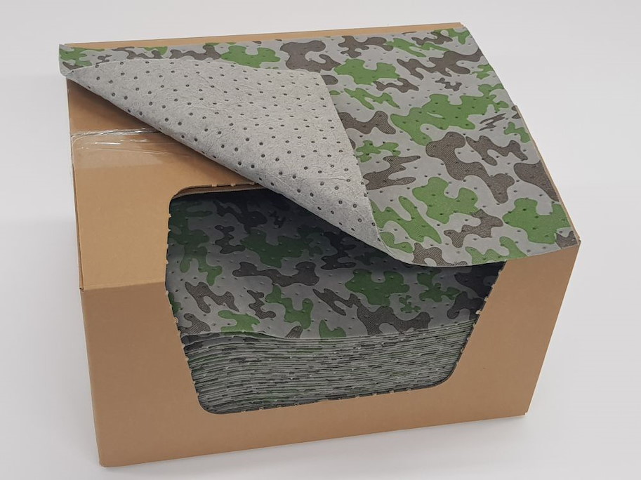 Universal-Bindevlies doppellagig, Oberseite fusselfrei, Camouflage Muster, 100 Tücher  40 cm x 50 cm