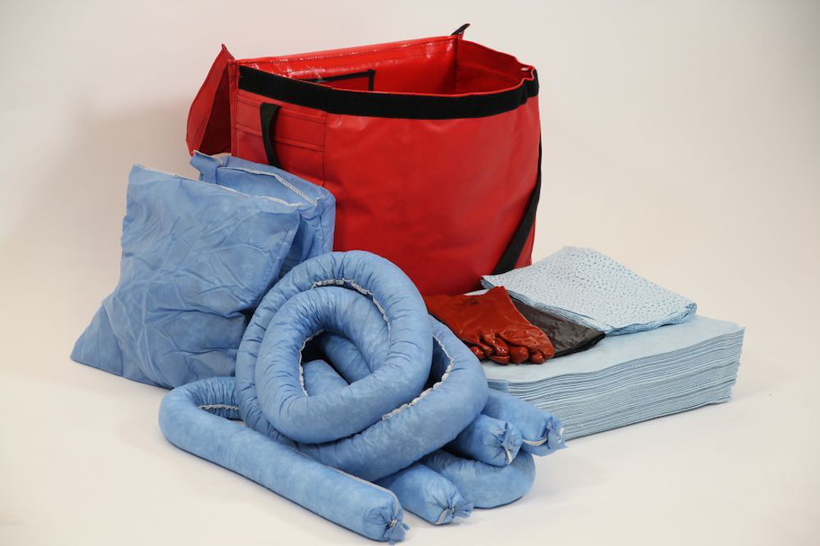 Öl-Notfallset PVC-Tasche mit Schulterriemen 75 l (blau ,Tasche rot)