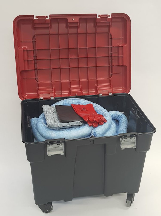 Öl-Notfallset Koffer mit Rädern 150 l (blau , Koffer grün)