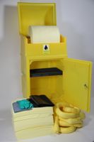 Chemikalien-Notfallset Wartungsrollwagen mit Abwickler 200 l (gelb, Behälter gelb)