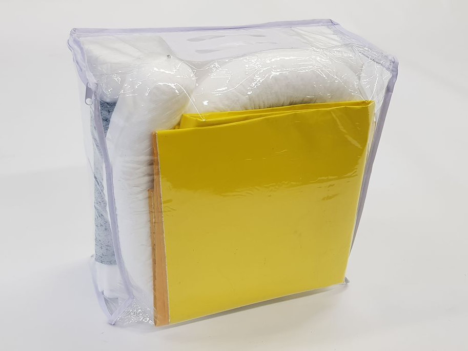 Öl-Notfallset PVC-Tasche inkl. Einwegkanalschutz 20 l (weiss, Kanalschutz gelb)