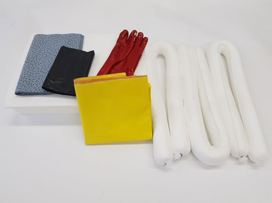 Öl-Notfallset  PVC-Tasche inkl. Einwegkanalschutz 50 l (weiss, Kanalschutz gelb)