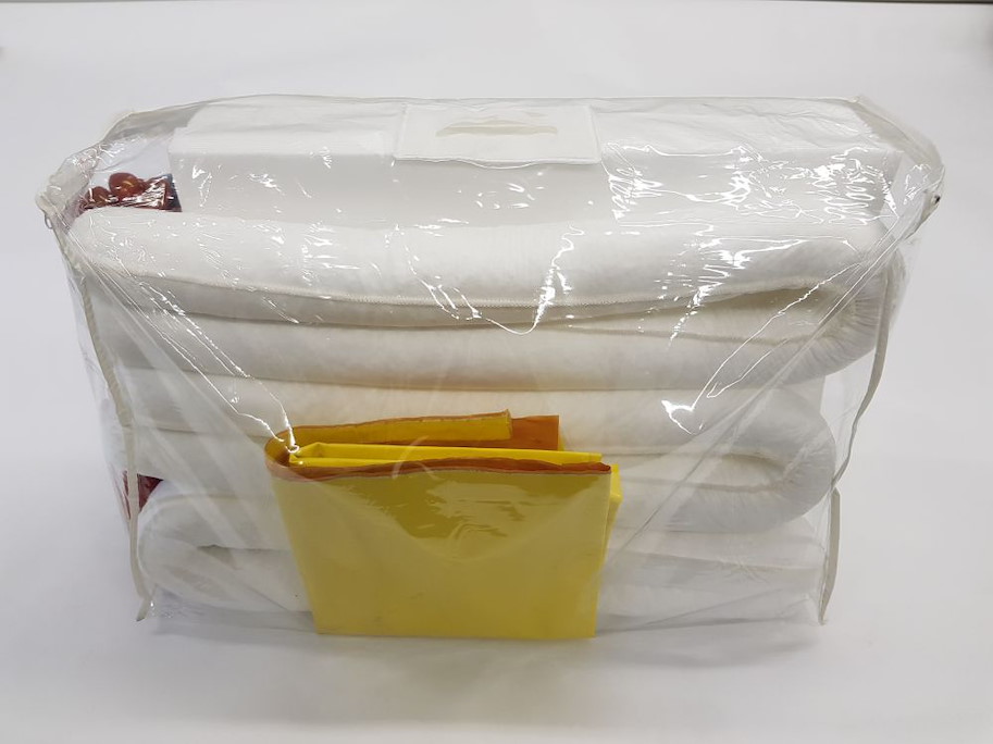 Öl-Notfallset  PVC-Tasche inkl. Einwegkanalschutz 50 l (weiss, Kanalschutz gelb)