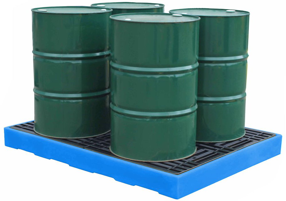 PE-Boden-Auffangwannen 300 l (vier 205 l Fässer)
