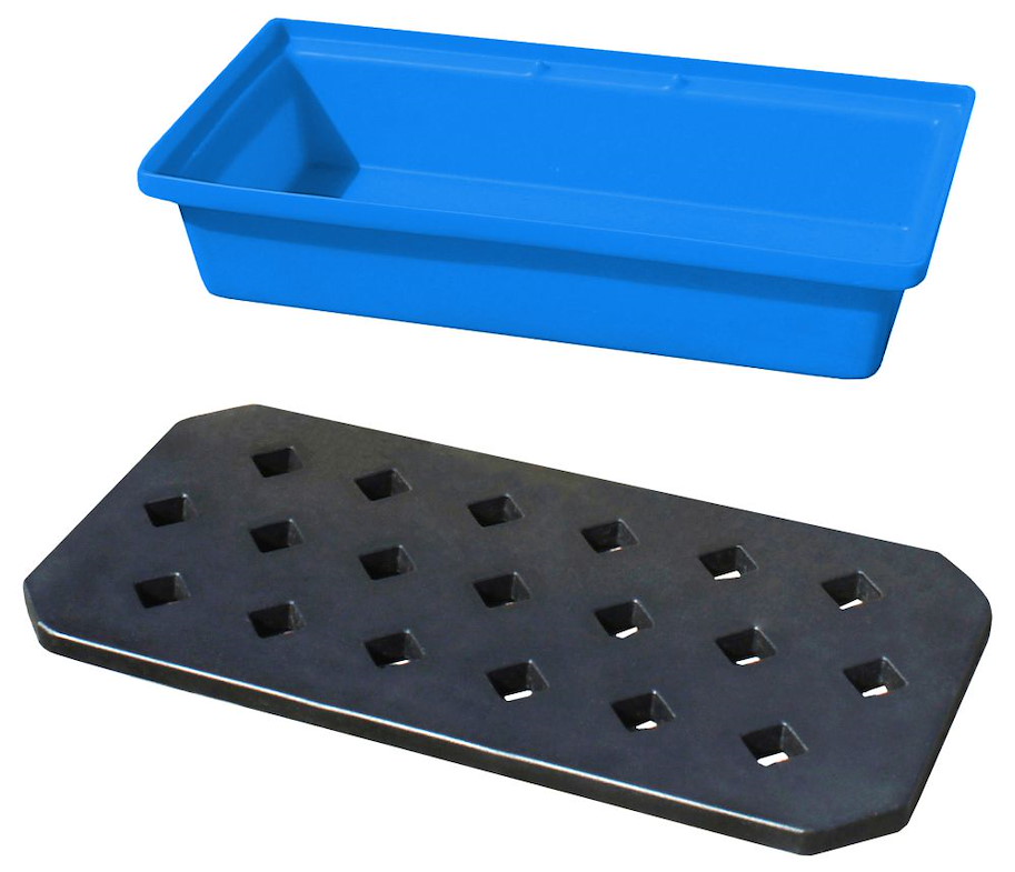 PE-Auffangwanne für Kleingebinde mit PE-Rost 31 l