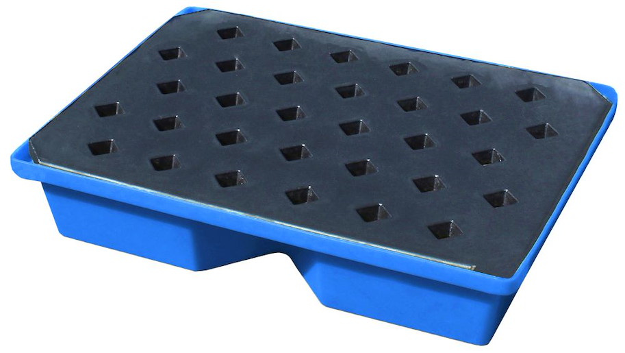 PE-Auffangwanne für Kleingebinde mit PE-Rost 43 l