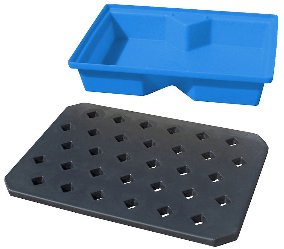PE-Auffangwanne für Kleingebinde mit PE-Rost 43 l