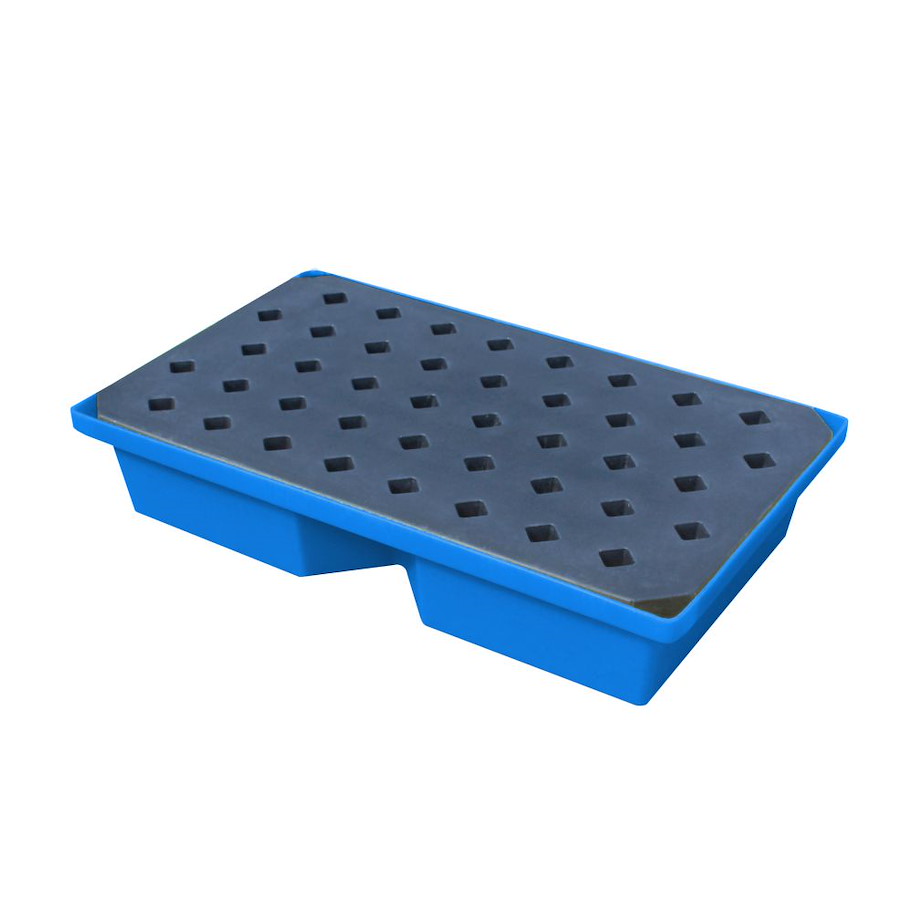 PE-Auffangwanne für Kleingebinde mit PE-Rost 63 l