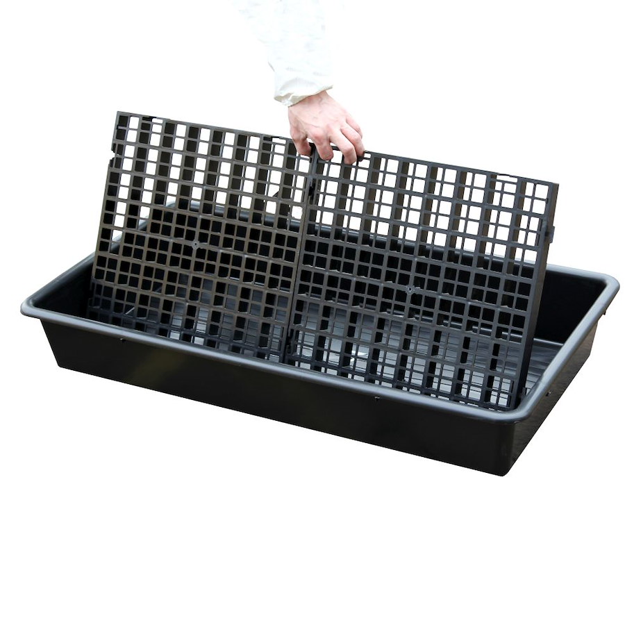 PE-Auffangwanne für Kleingebinde mit Gitterrost 64,5 l