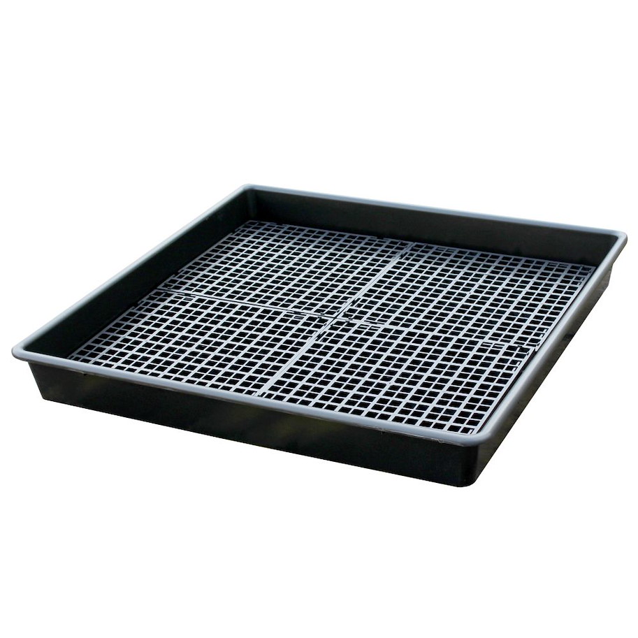 PE-Auffangwanne für Kleingebinde mit Gitterrost Quadrat 99 l
